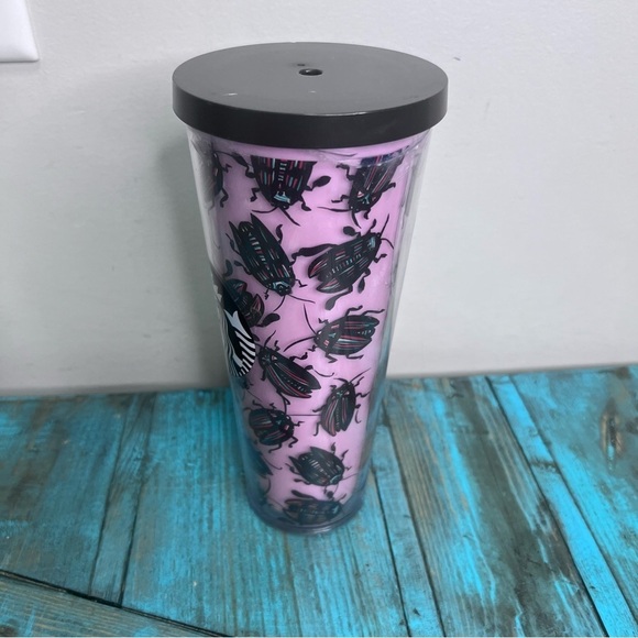 Starbucks Beetle Tumbler Bug Roach Pink Missing Straw HTF Rare Flawed - Picture 3 of 13